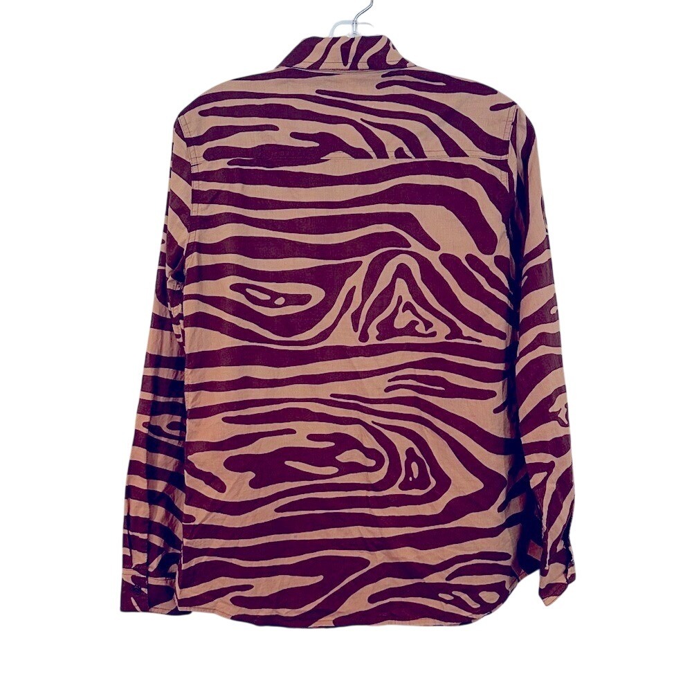 J. McLaughlin Lois Shirt Button Up Women's Small Brown Tan Animal Print Career - Picture 6 of 9